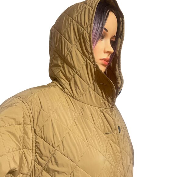 Quilted Cabincore 3Long-line Hooded Barn Jacket Tan XL - Picture 5 of 9